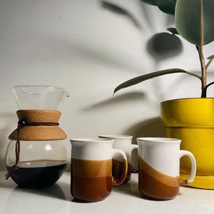 3 Gradient Brown Ceramic Mugs